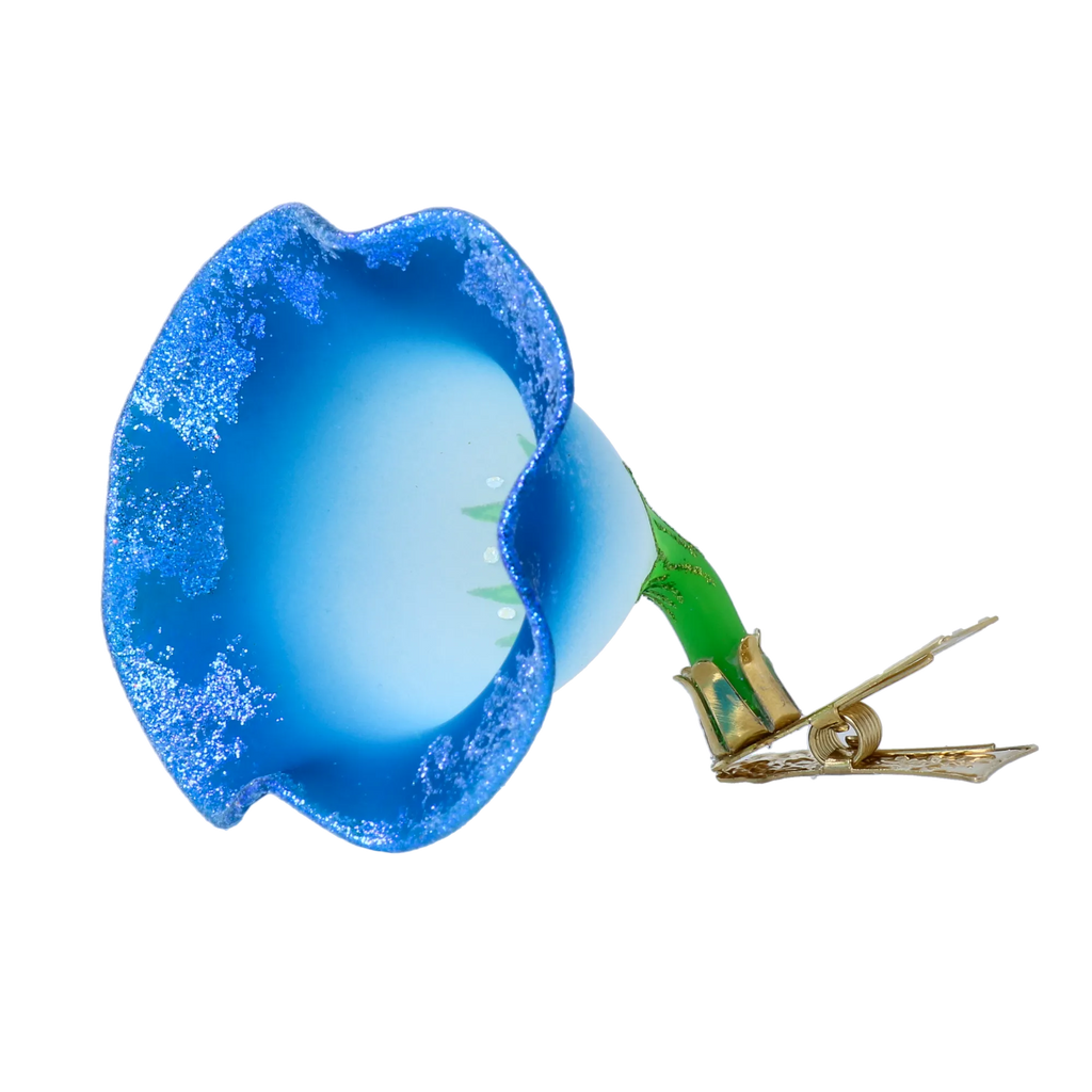 Serene Azure Bloom | Hand-Painted Glass Ornament | Blubom 2025-034