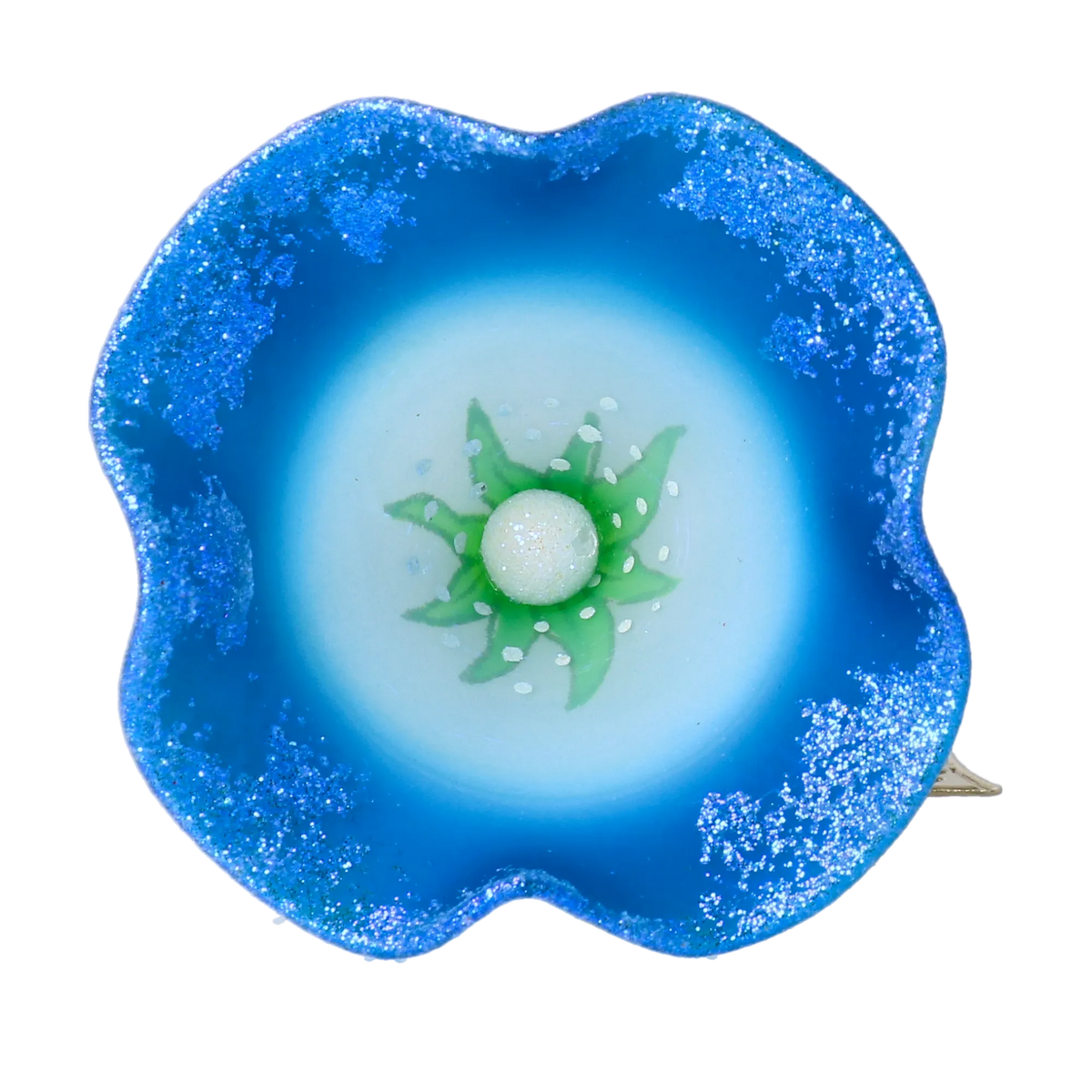 Serene Azure Bloom | Hand-Painted Glass Ornament | Blubom 2025-034