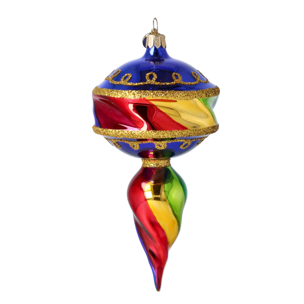 Cobalt Revelry Pulse | Hand-Painted Glass Ornament | Blubom 2025-038