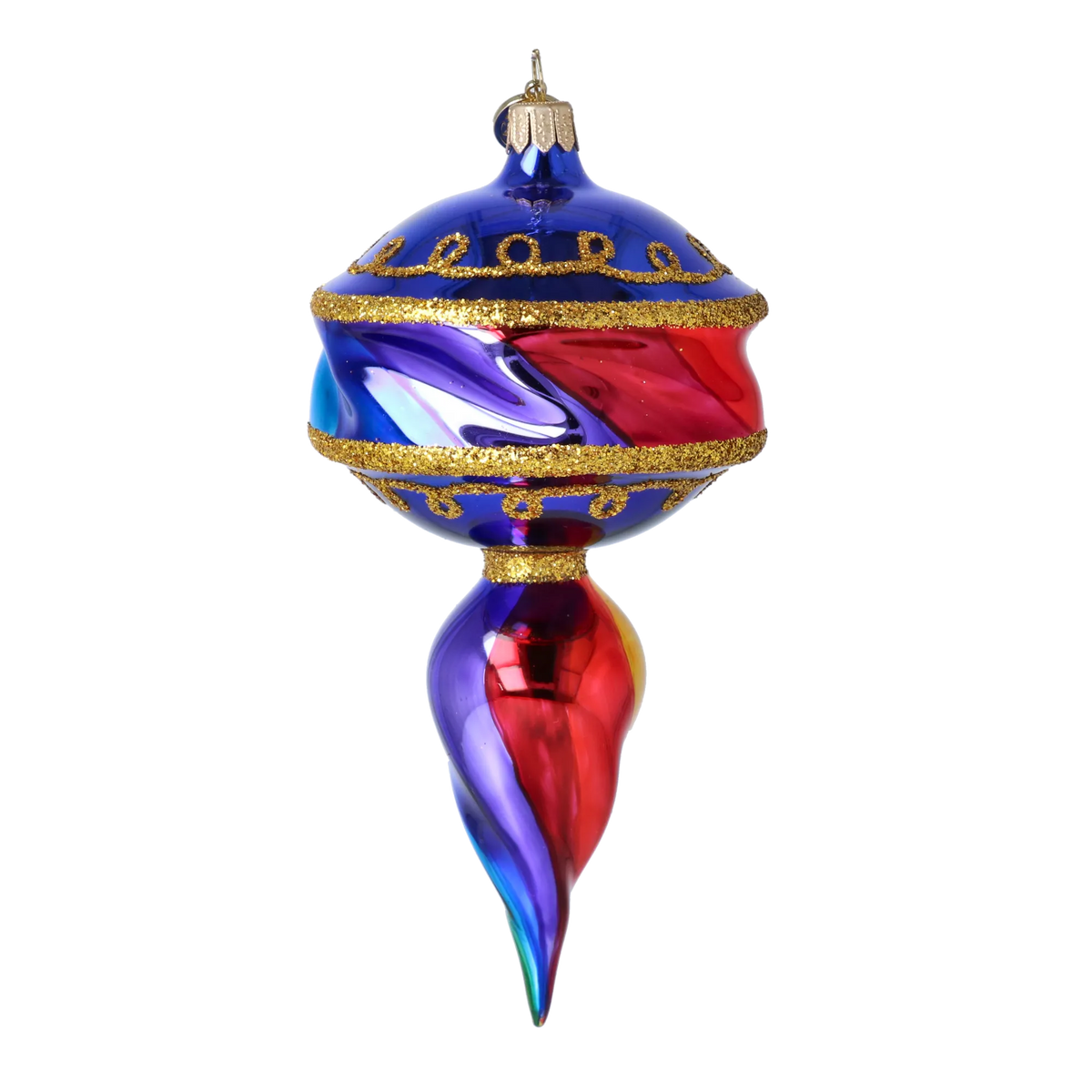 Cobalt Revelry Pulse | Hand-Painted Glass Ornament | Blubom 2025-038