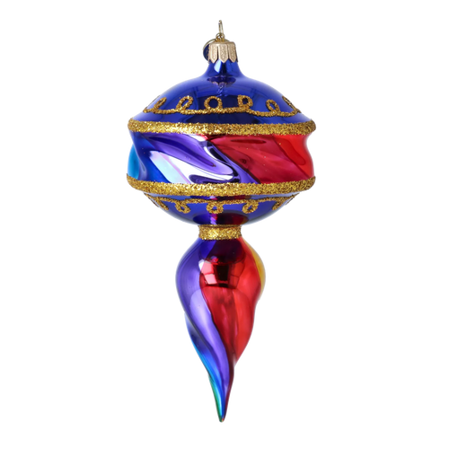 Cobalt Revelry Pulse | Hand-Painted Glass Ornament | Blubom 2025-038
