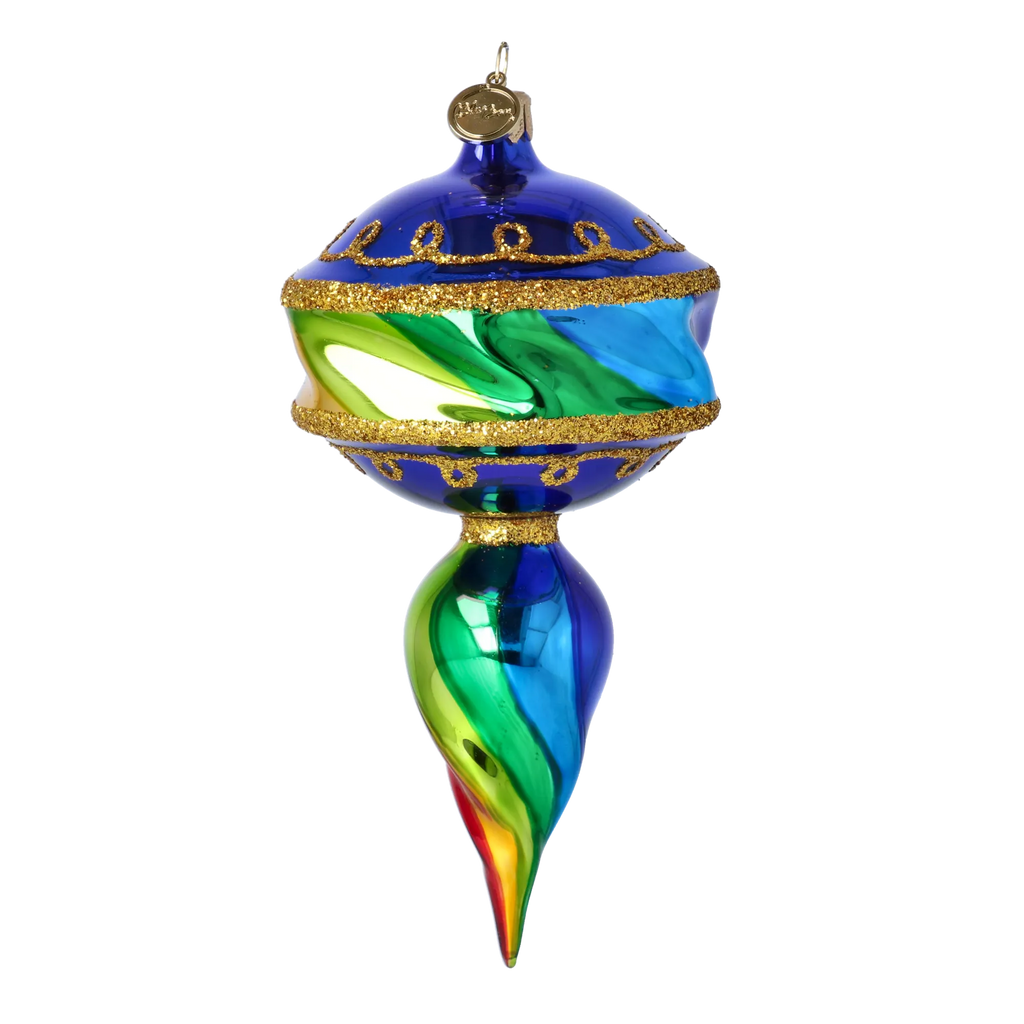 Cobalt Revelry Pulse | Hand-Painted Glass Ornament | Blubom 2025-038