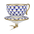 Load image into Gallery viewer, Imperial Tea cup Ornament Handmade Glass Christmas ornament.
