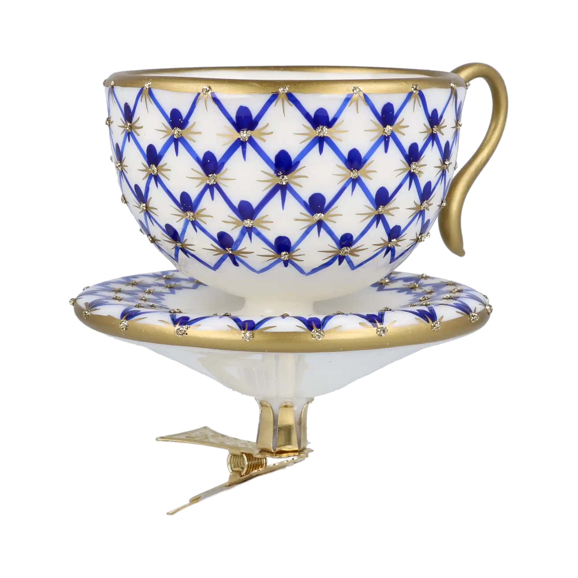 Imperial Tea cup Ornament Handmade Glass Christmas ornament.
