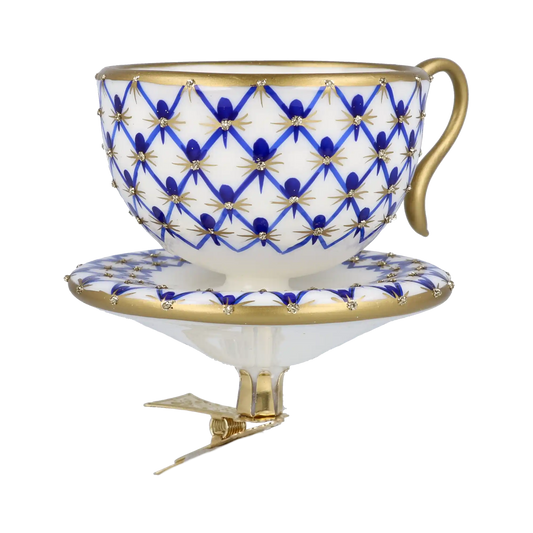 Imperial Tea cup Ornament Handmade Glass Christmas ornament.