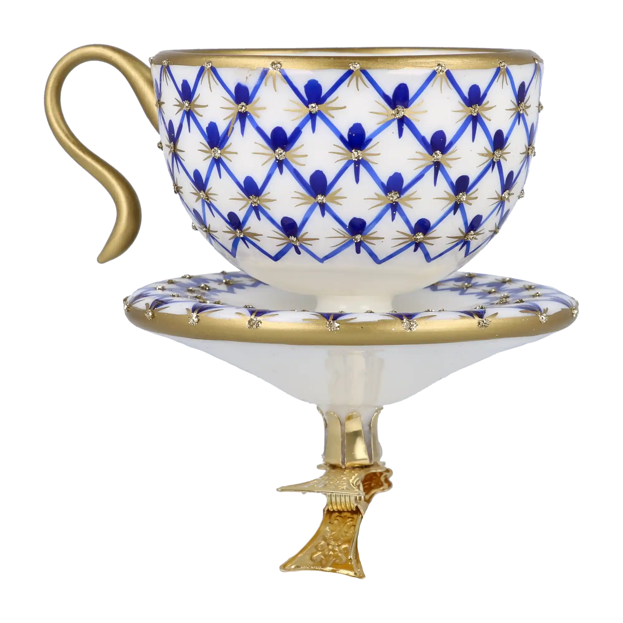 Imperial Tea cup Ornament Handmade Glass Christmas ornament.