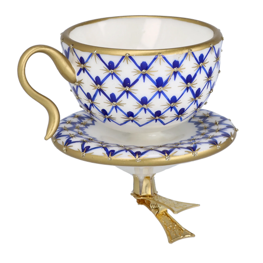 Imperial Tea cup Ornament Handmade Glass Christmas ornament. 2025-042