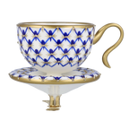 Imperial Azure Lattice | Hand-Painted Glass Ornament | Blubom 2025-042