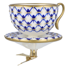 Imperial Azure Lattice | Hand-Painted Glass Ornament | Blubom 2025-042