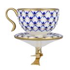 Imperial Azure Lattice | Hand-Painted Glass Ornament | Blubom 2025-042