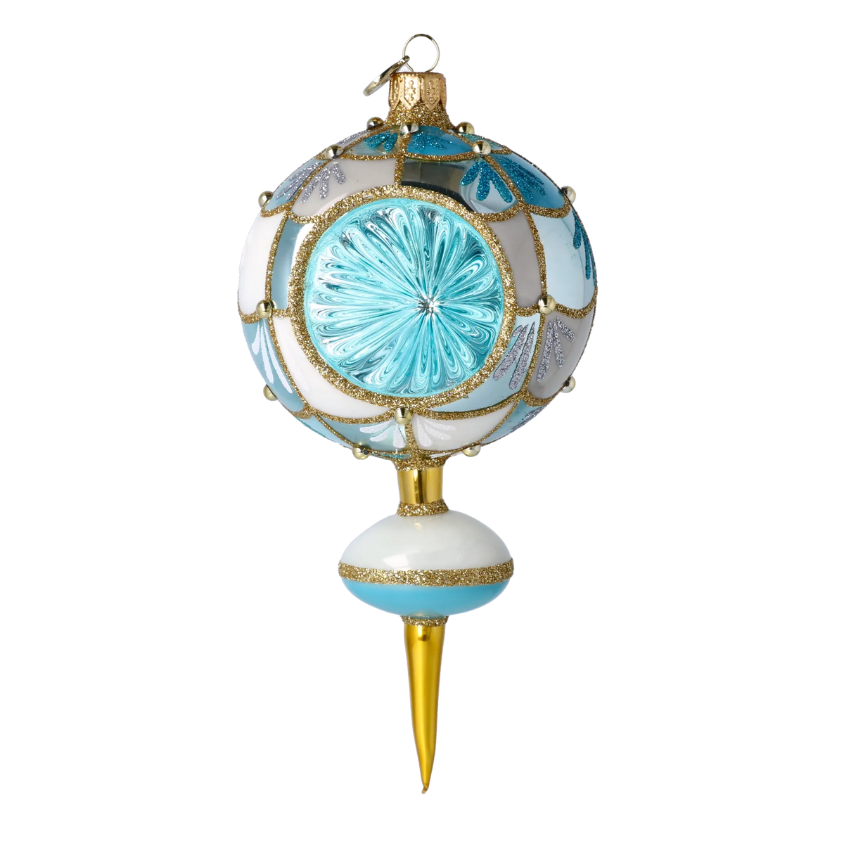 Azure Glacial Echo | Hand-Painted Glass Ornament | Blubom 2025-047