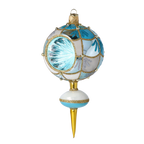 Azure Glacial Echo | Hand-Painted Glass Ornament | Blubom 2025-047