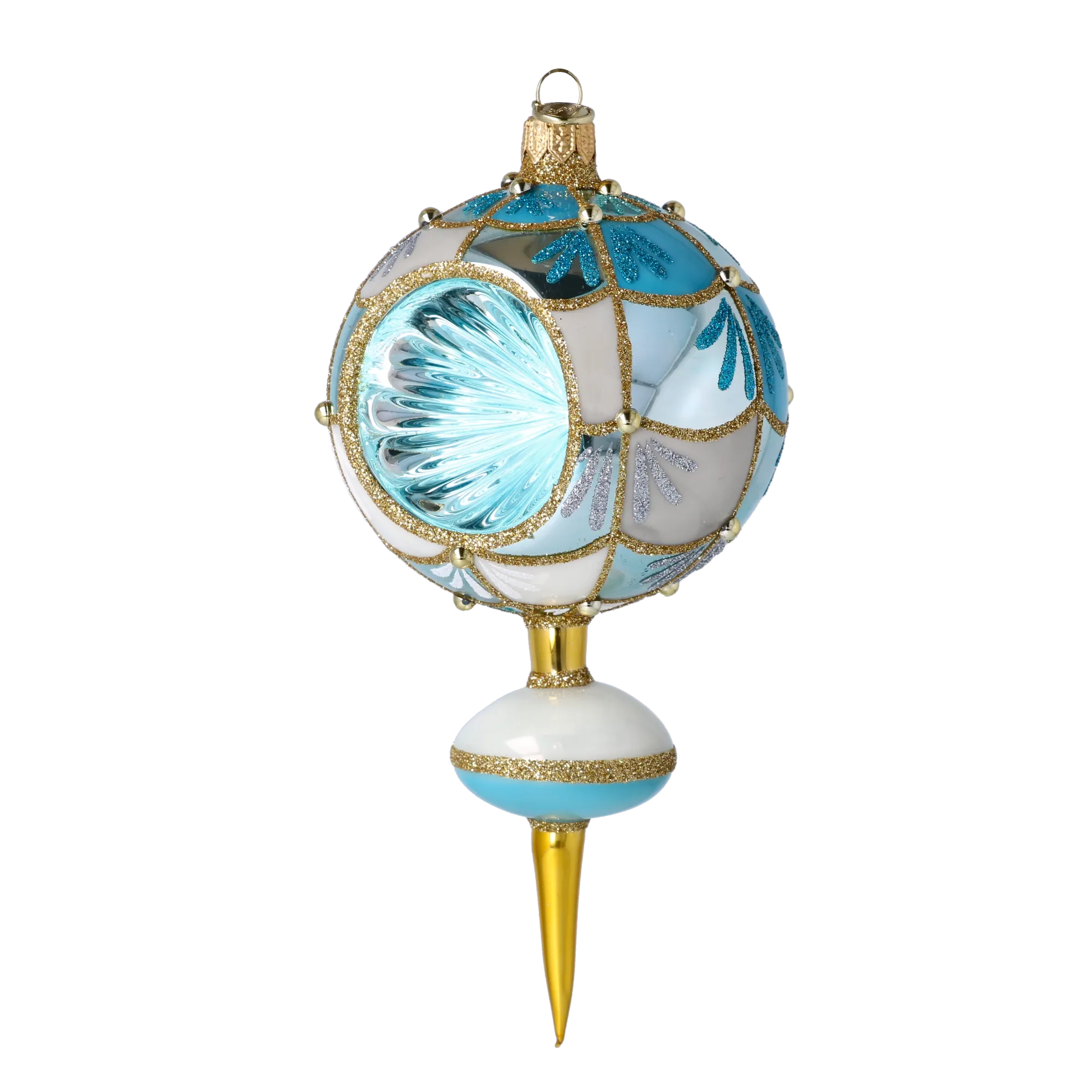 Azure Gilded Reflector Drop Premium christmas glass ornament 2025-047
