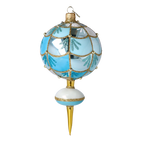 Azure Glacial Echo | Hand-Painted Glass Ornament | Blubom 2025-047