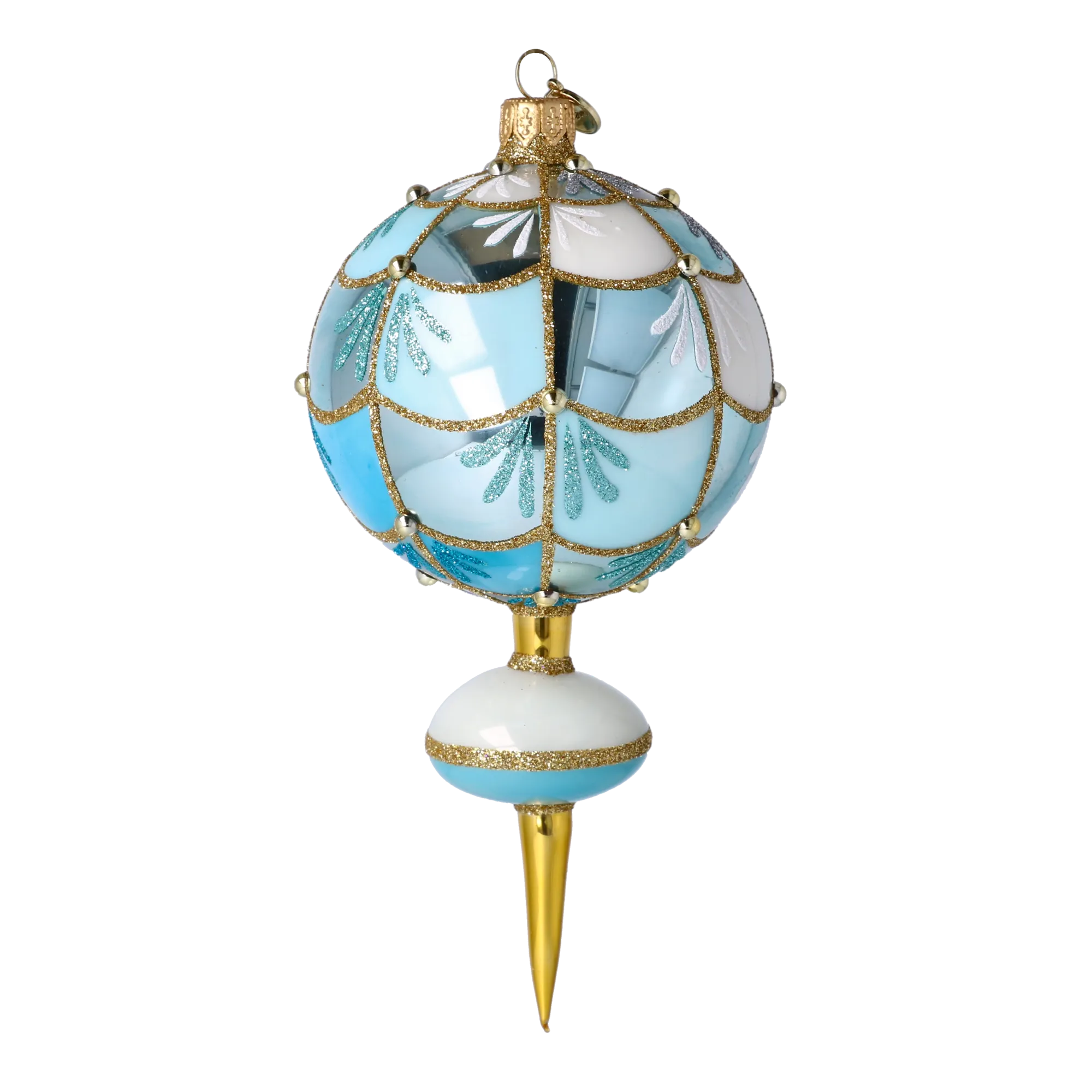 Azure Gilded Reflector Drop Premium christmas glass ornament 2025-047