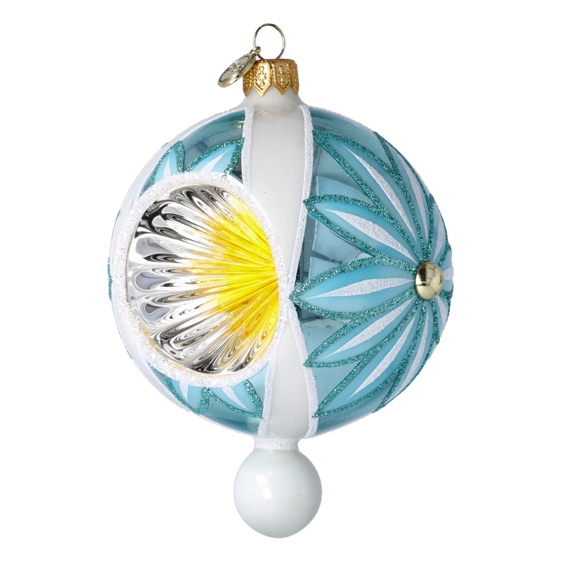 Azure Solar Zenith | Hand-Painted Glass Ornament | Blubom 2025-048