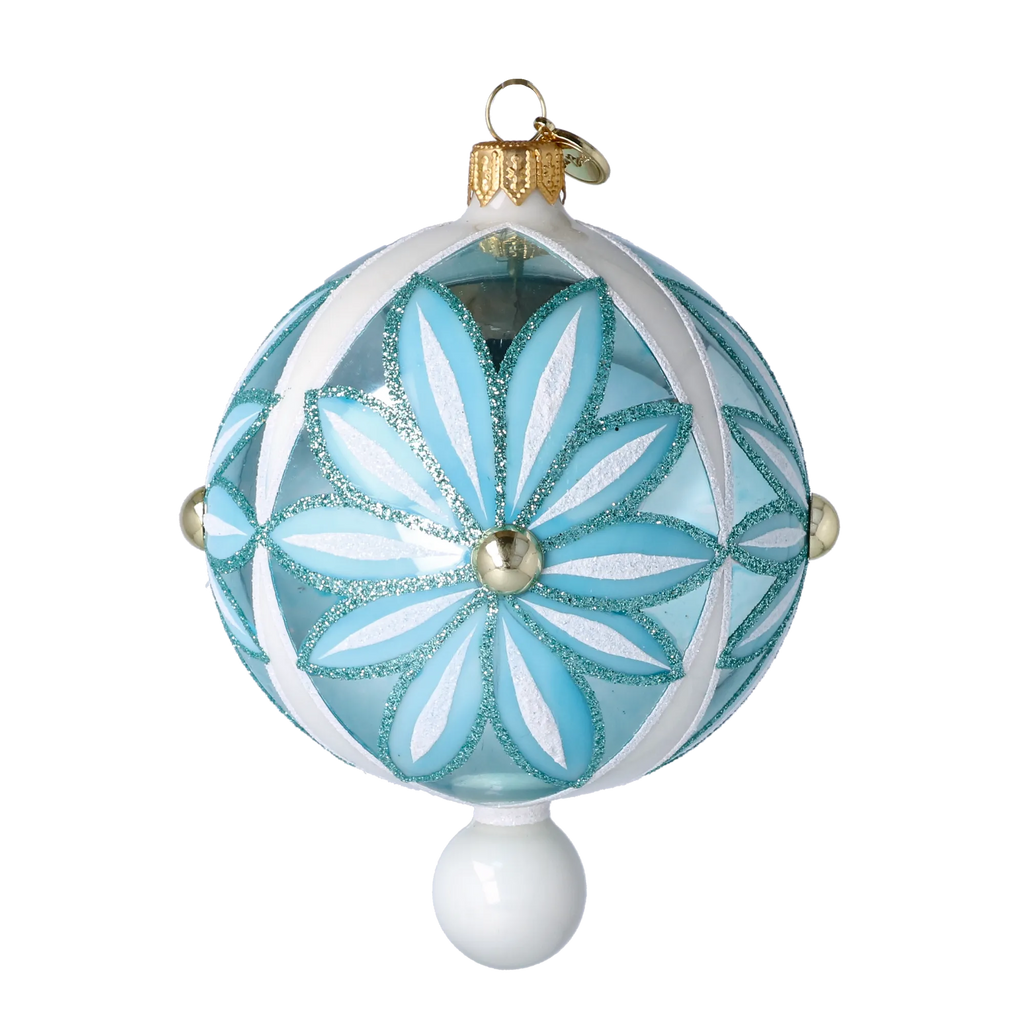 Azure Solar Zenith | Hand-Painted Glass Ornament | Blubom 2025-048