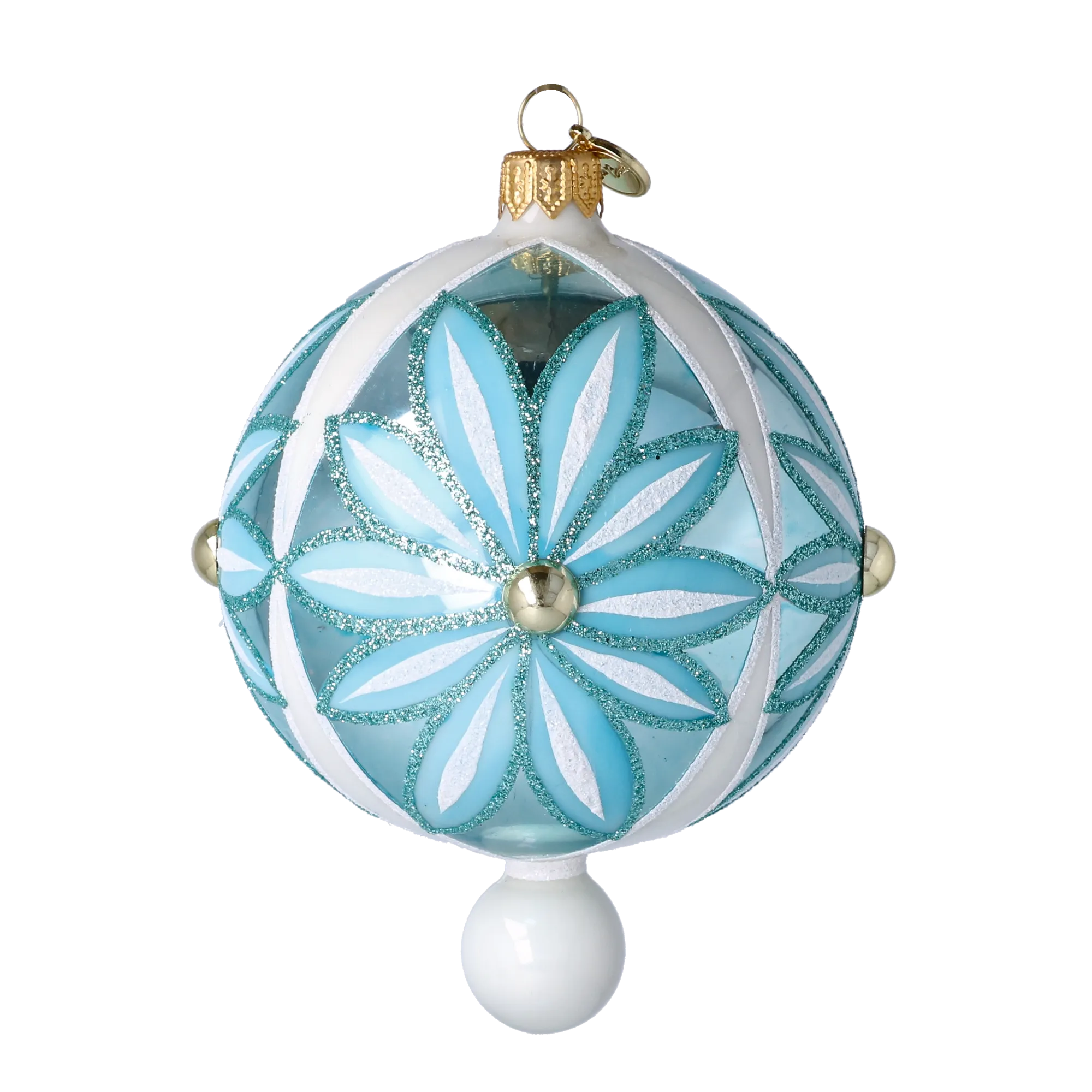 Azure Solar Zenith | Hand-Painted Glass Ornament | Blubom 2025-048