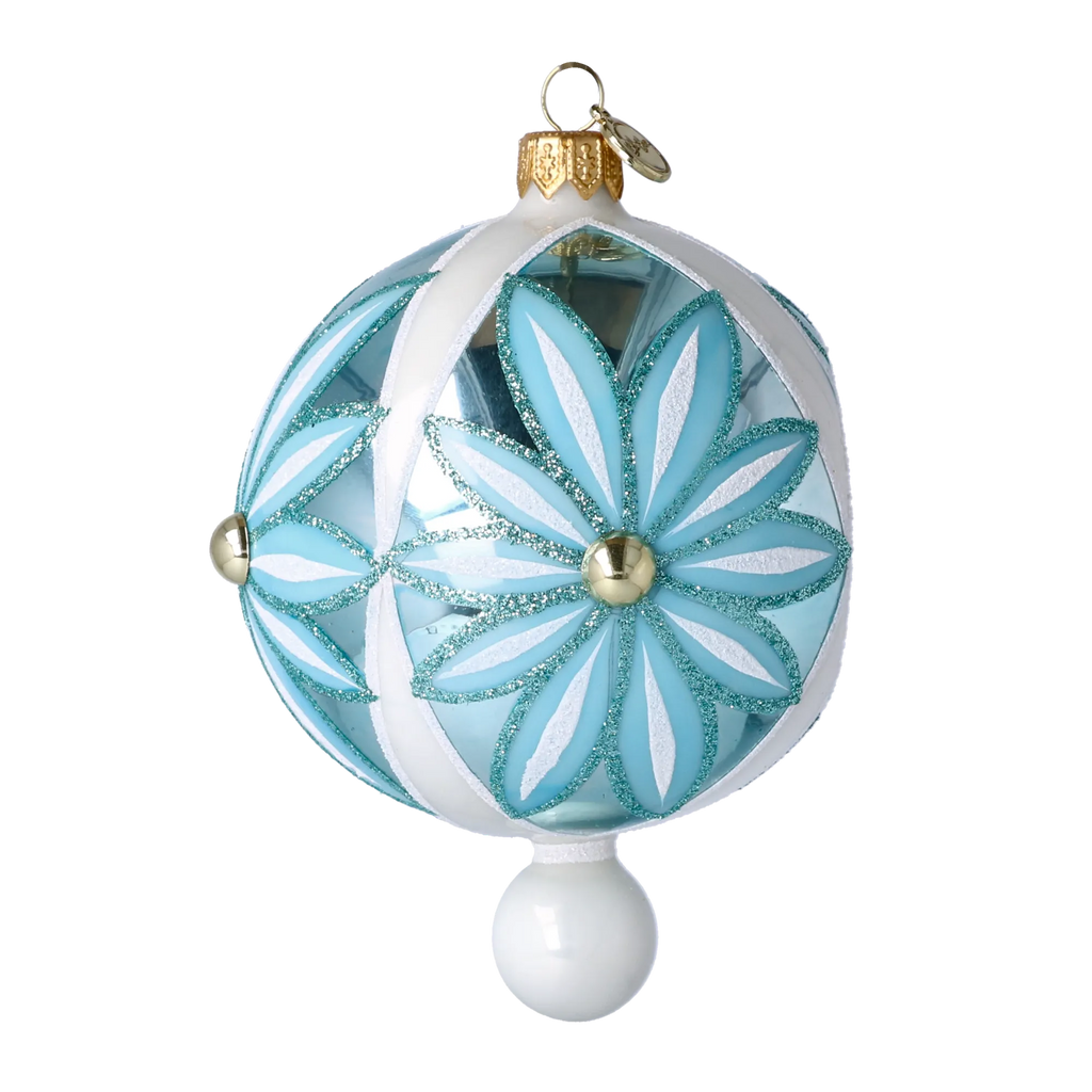 Azure Solar Zenith | Hand-Painted Glass Ornament | Blubom 2025-048