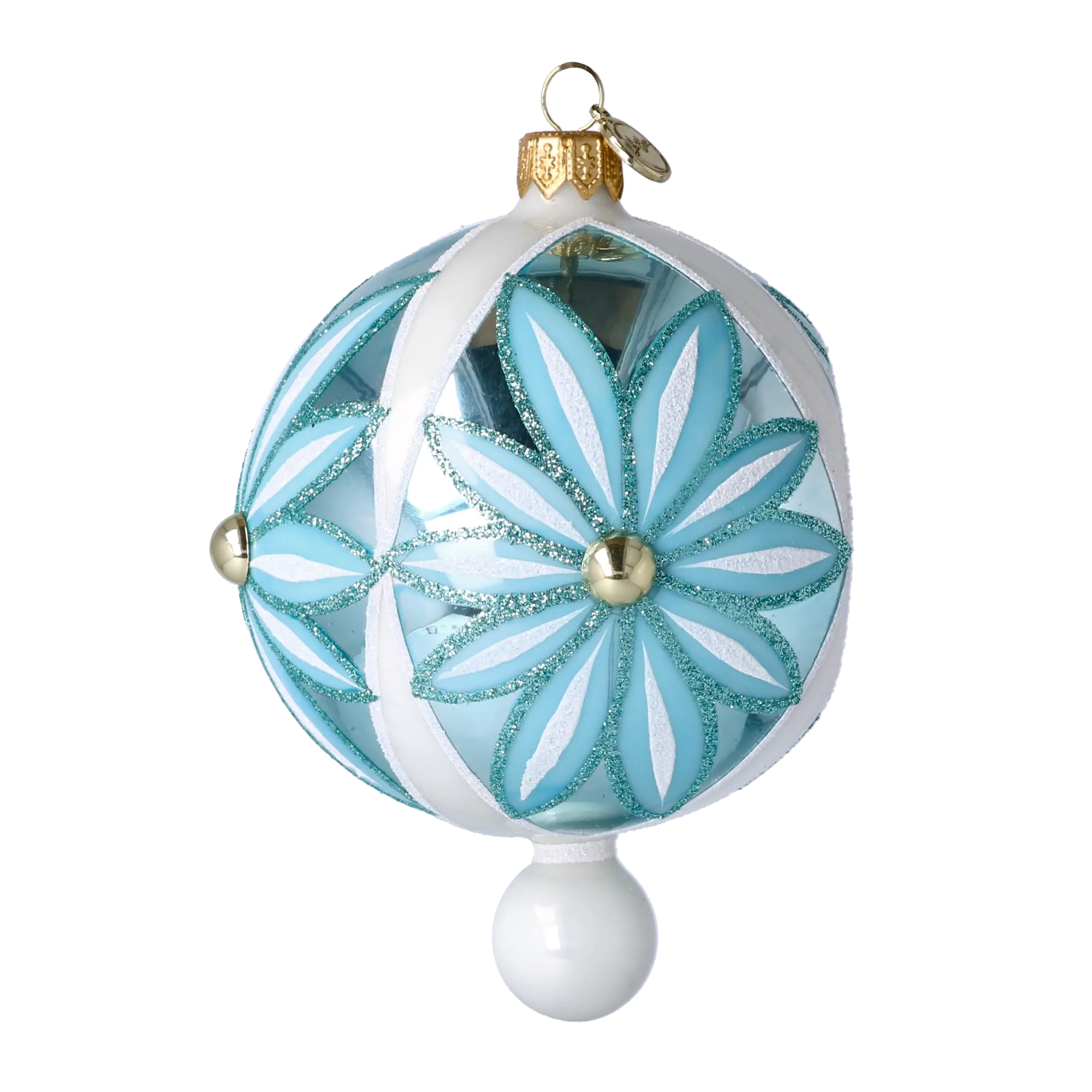 Azure Solar Zenith | Hand-Painted Glass Ornament | Blubom 2025-048