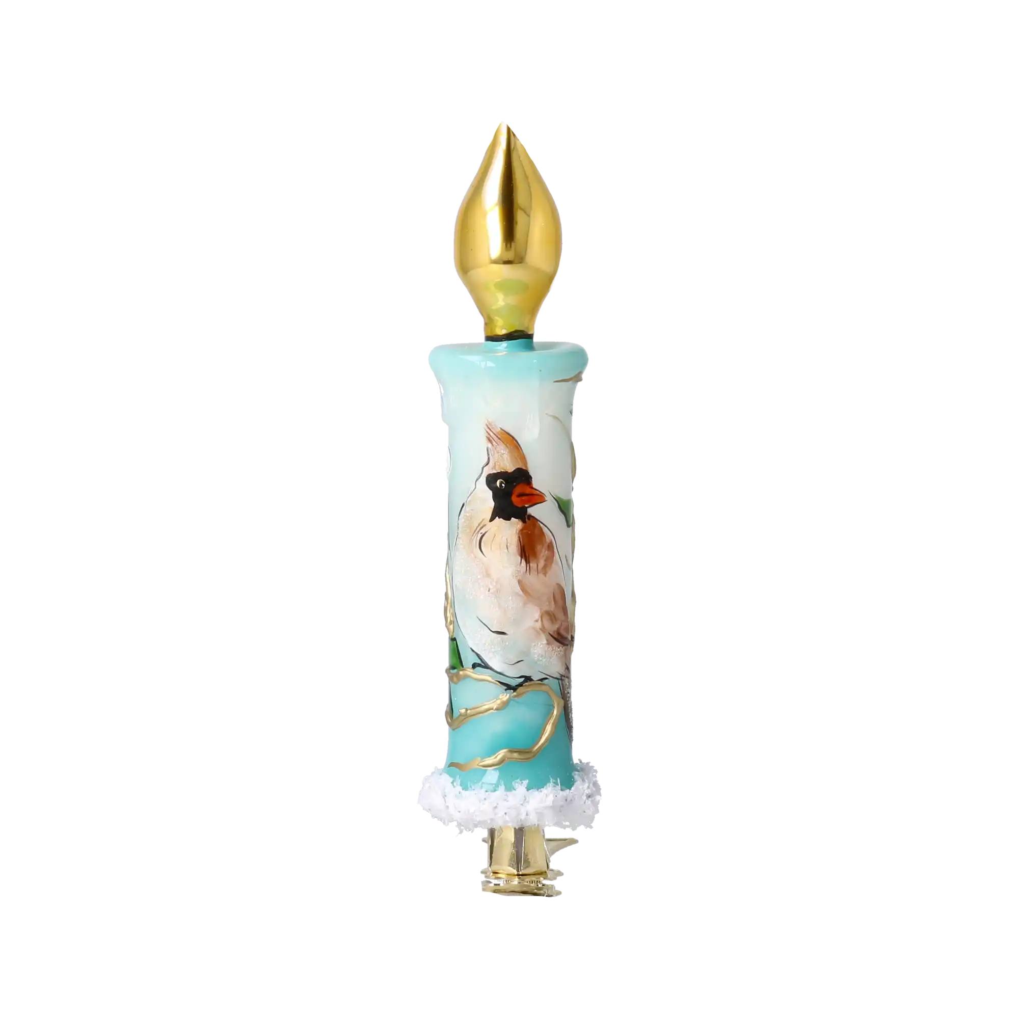 Handmade Winter Cardinal Candle clip Christmas ornament tree decoration