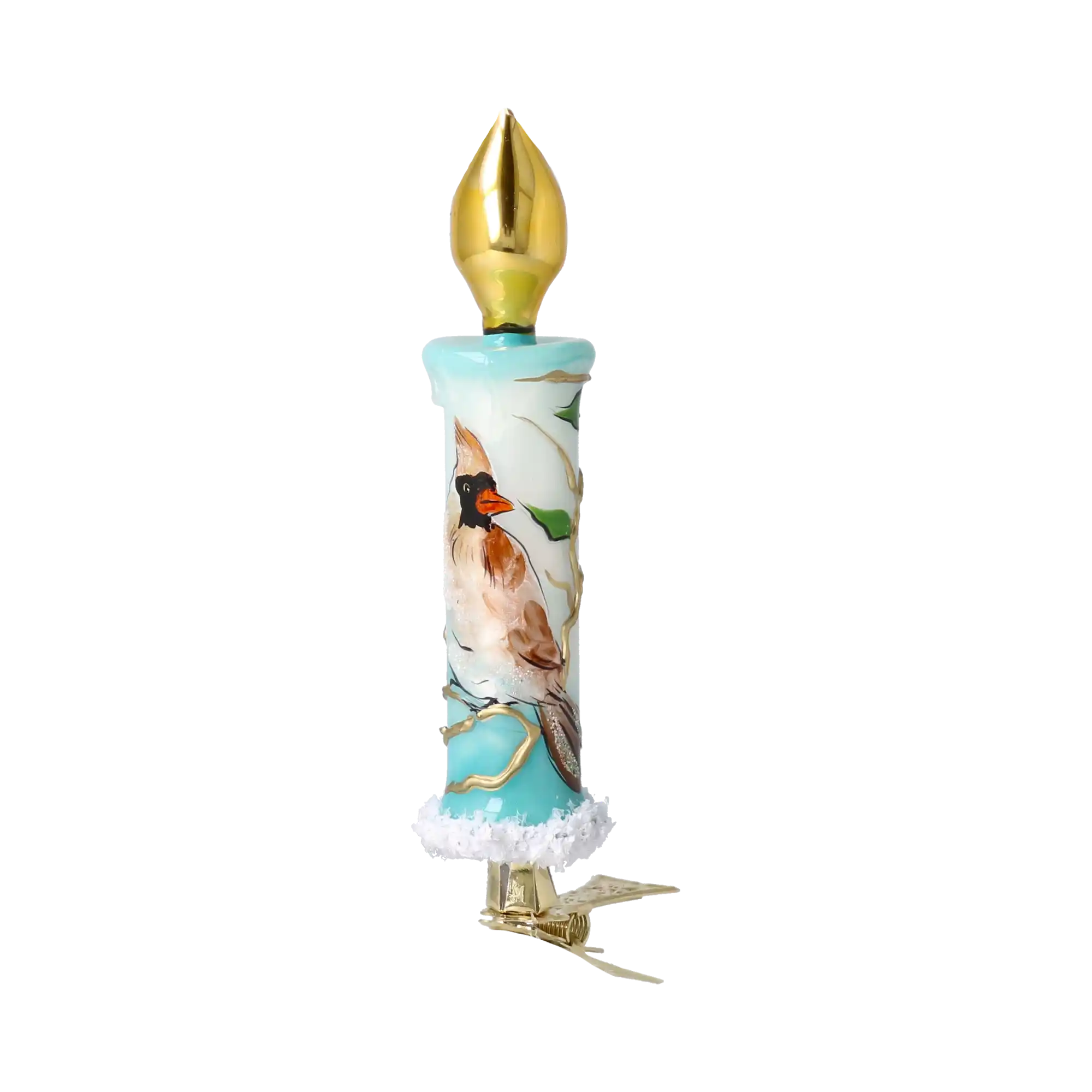 Handmade Winter Cardinal Candle clip Christmas ornament tree decoration