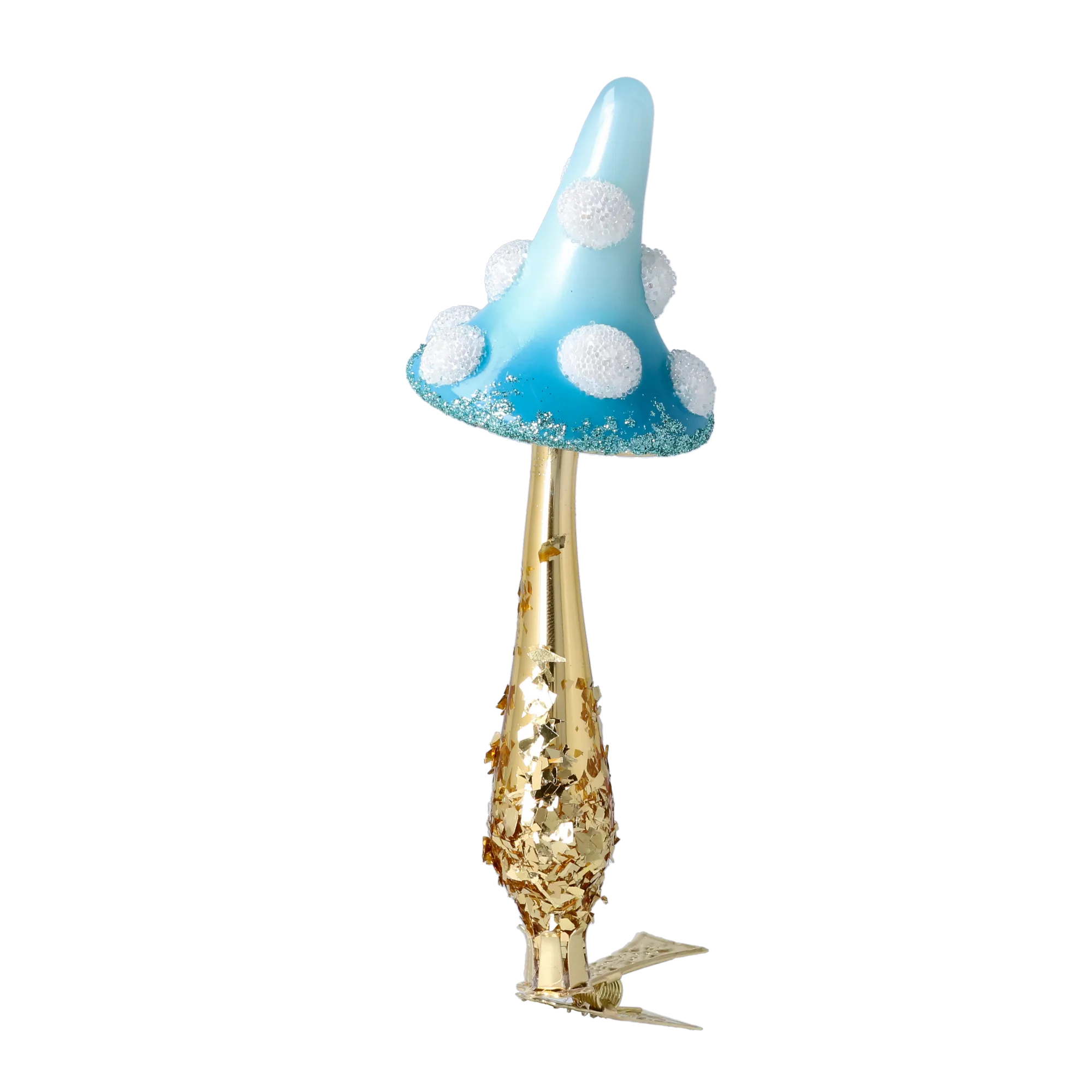 Azure Frost Gilded Mushroom Premium christmas glass ornament 2025-052