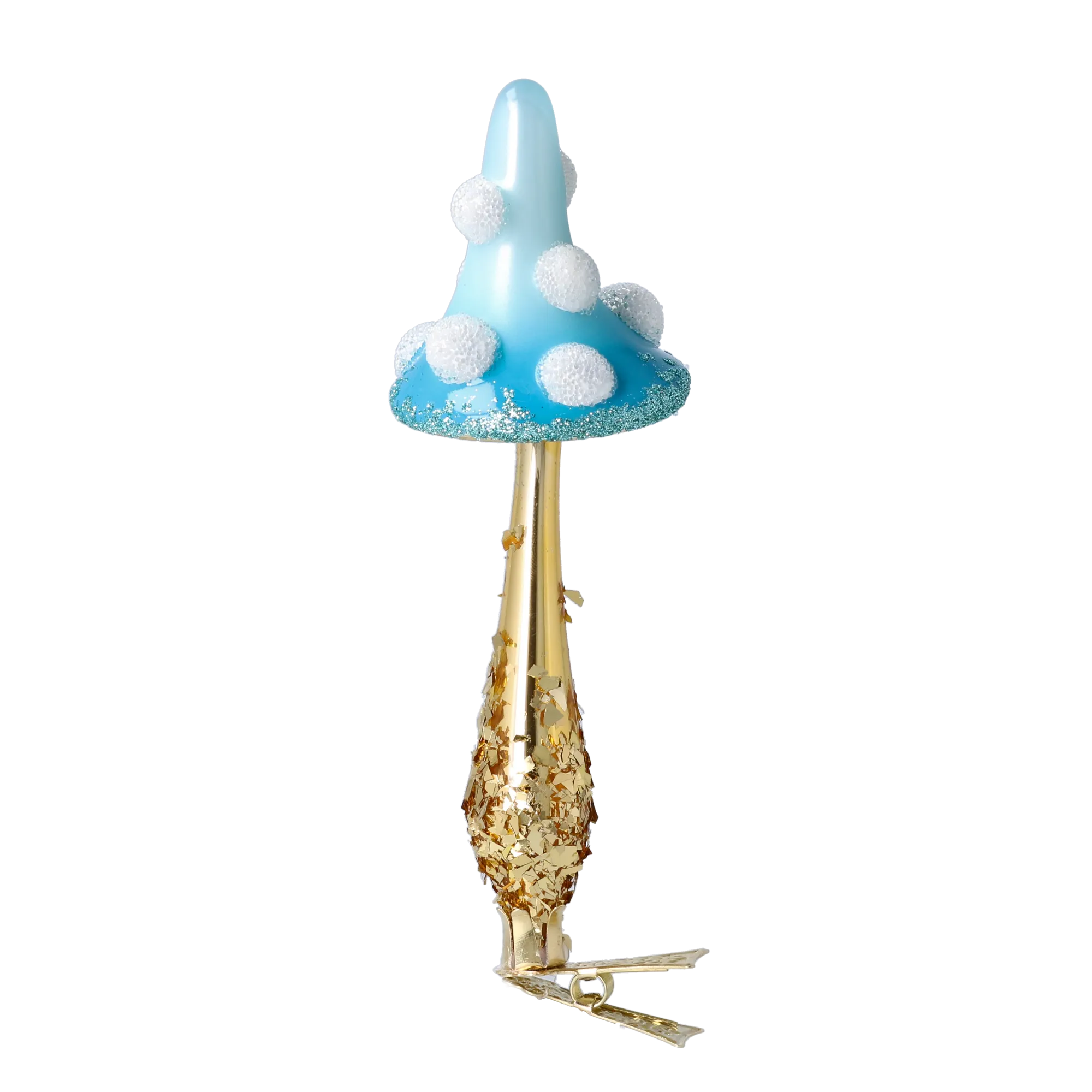 Azure Frost Gilded Mushroom Premium christmas glass ornament 2025-052