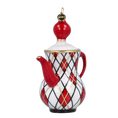 Load image into Gallery viewer, Crimson Harlequin Teapot Premium christmas glass ornament 2025-091
