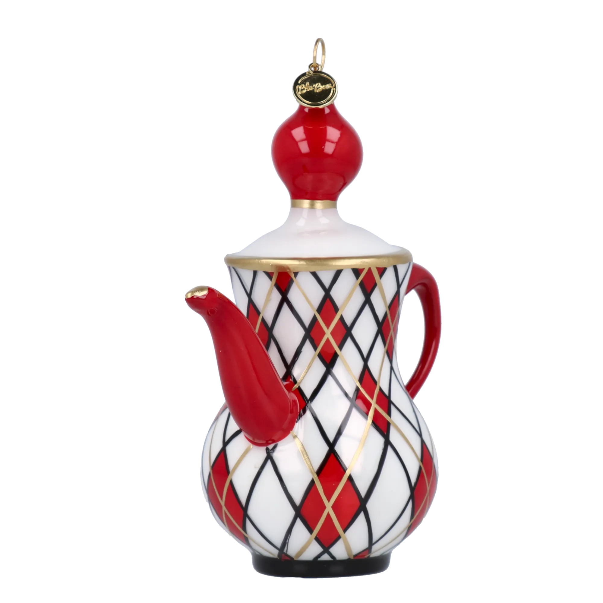 Harlequin Court Ritual | Hand-Painted Glass Ornament | Blubom 2025-091