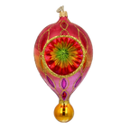 Crimson Solstice Echo | Hand-Painted Glass Ornament | Blubom 2025-112