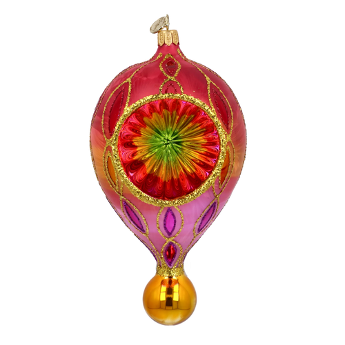 Crimson Solstice Echo | Hand-Painted Glass Ornament | Blubom 2025-112