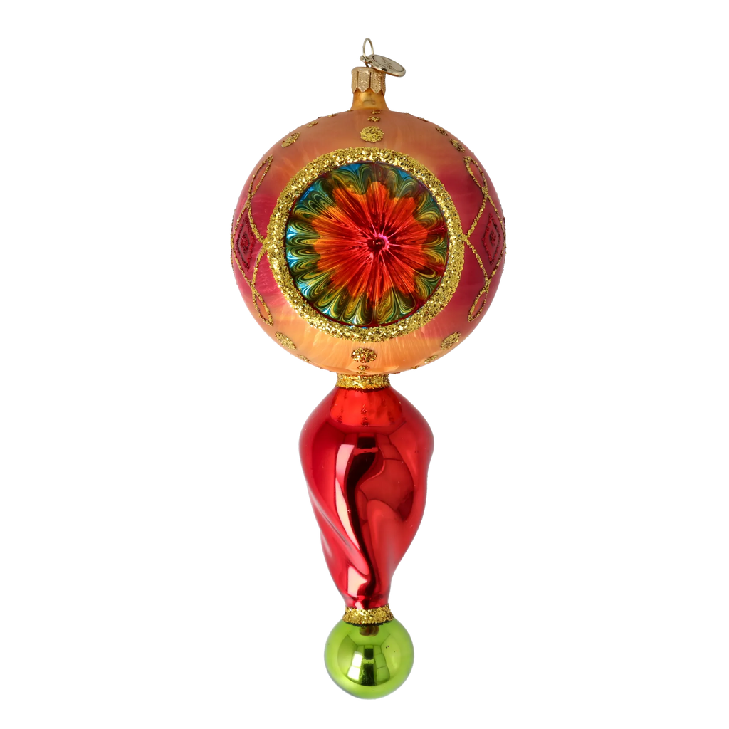 Saffron Solstice | Hand-Painted Glass Ornament | Blubom 2025-113