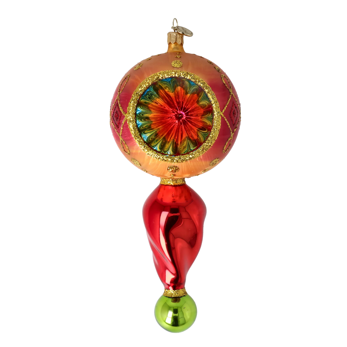 Saffron Solstice | Hand-Painted Glass Ornament | Blubom 2025-113
