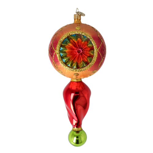 Saffron Solstice | Hand-Painted Glass Ornament | Blubom 2025-113