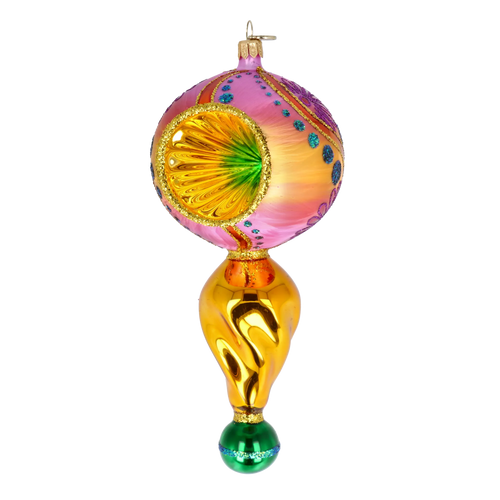 Amber Rose Pulse | Hand-Painted Glass Ornament | Blubom 2025-115