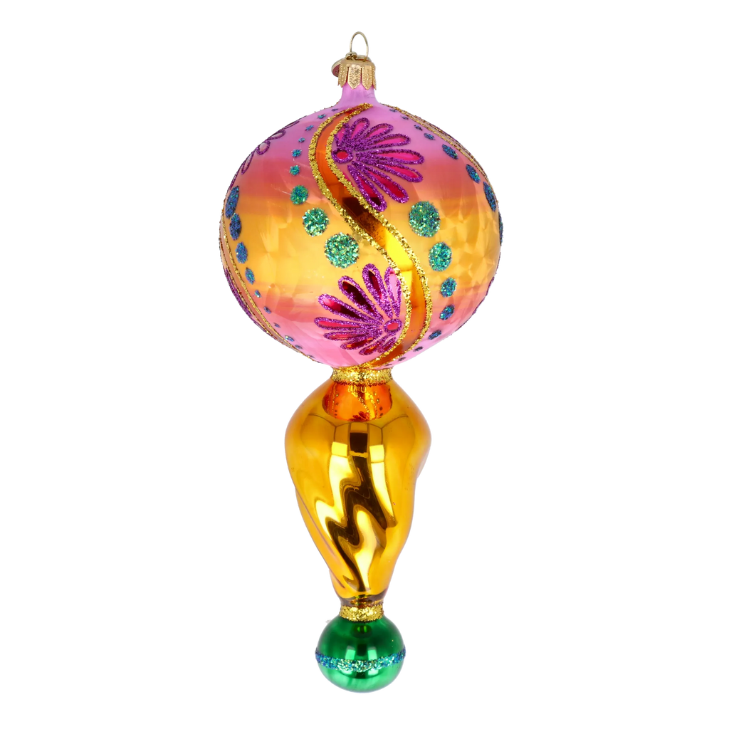 Amber Rose Pulse | Hand-Painted Glass Ornament | Blubom 2025-115