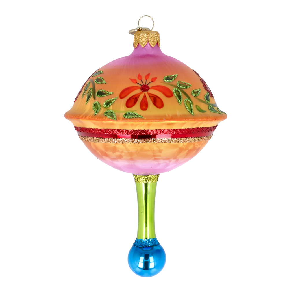 Saffron Meadow Zenith | Hand-Painted Glass Ornament | Blubom 2025-116