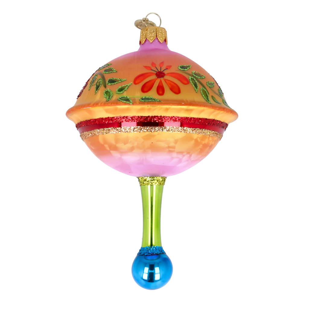 Saffron Meadow Zenith | Hand-Painted Glass Ornament | Blubom 2025-116