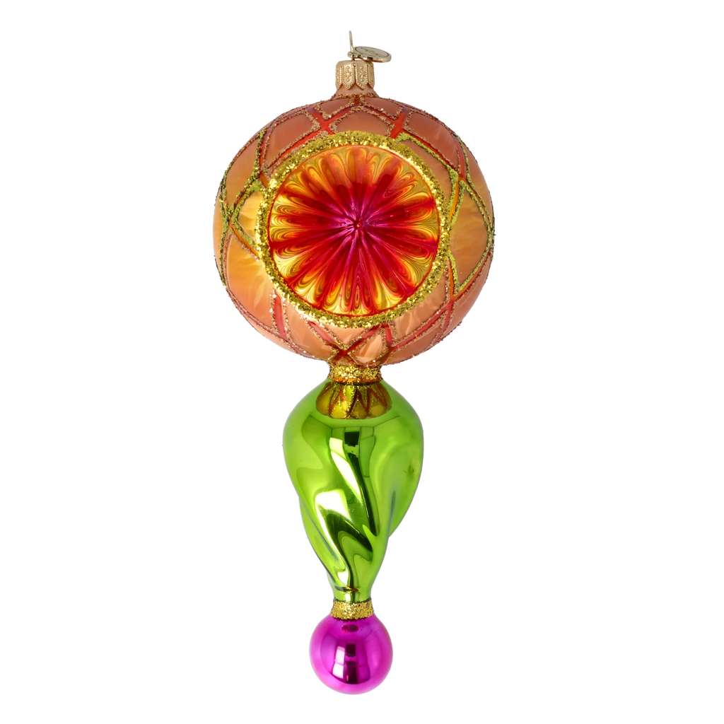 Saffron Solar Pulse | Hand-Painted Glass Ornament | Blubom 2025-117