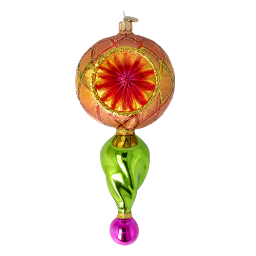 Saffron Solar Pulse | Hand-Painted Glass Ornament | Blubom 2025-117
