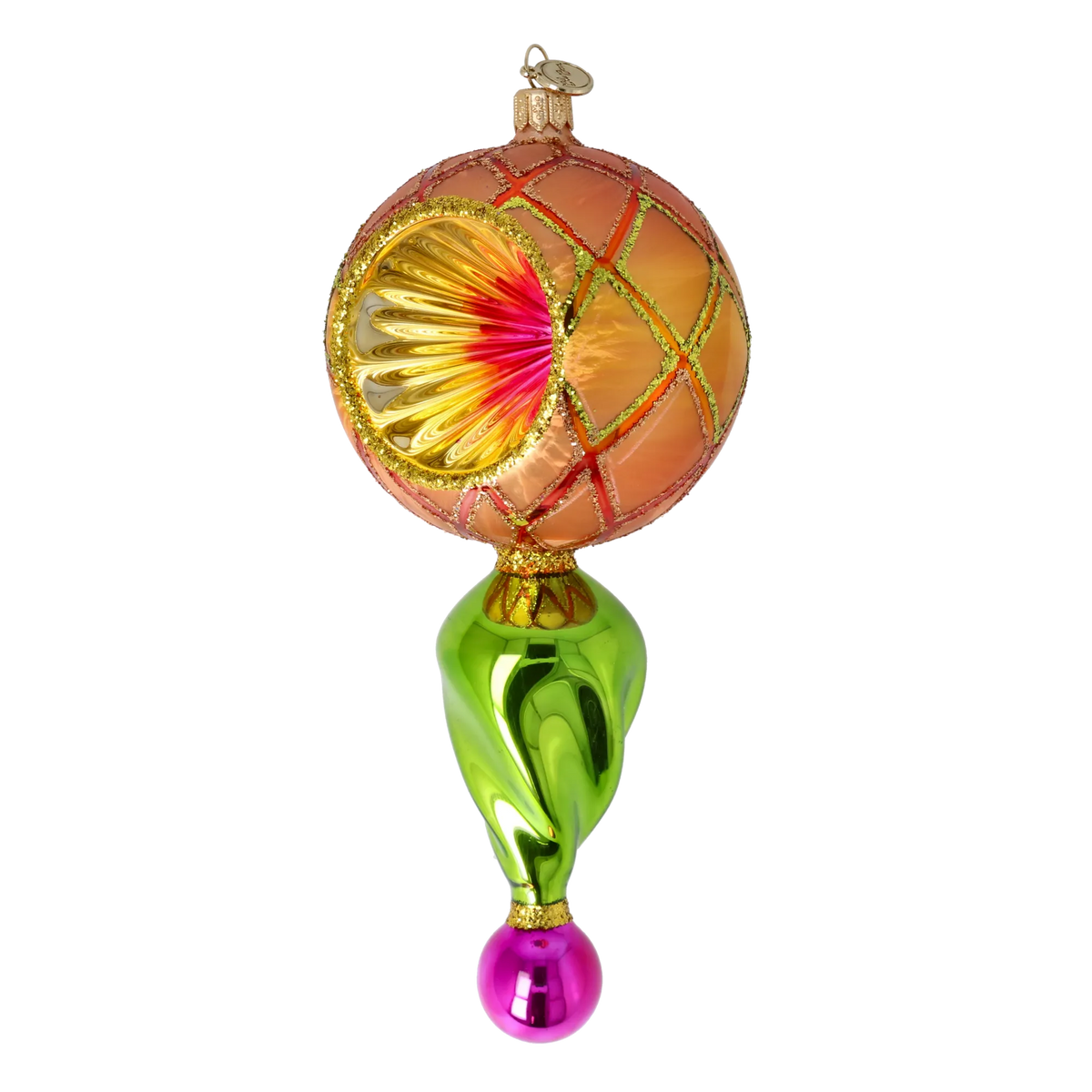 Saffron Solar Pulse | Hand-Painted Glass Ornament | Blubom 2025-117