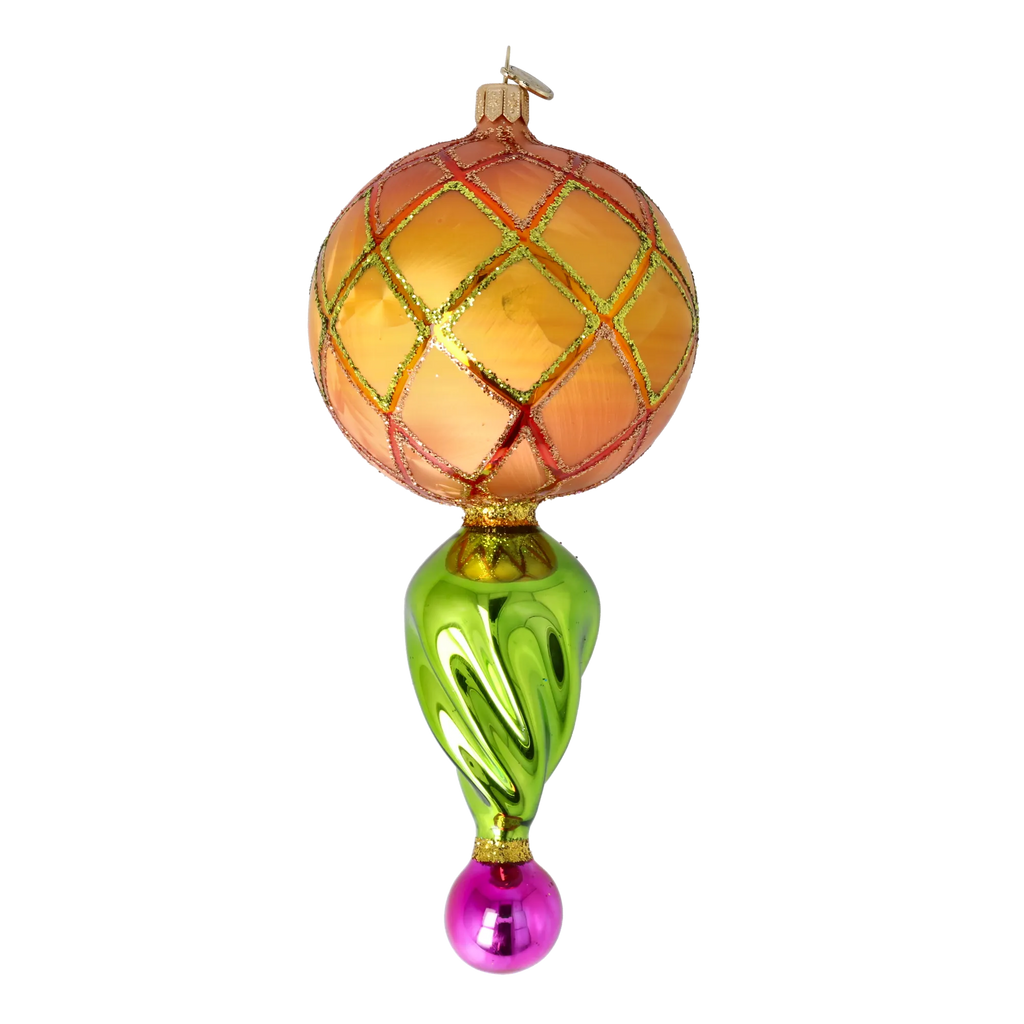 Saffron Solar Pulse | Hand-Painted Glass Ornament | Blubom 2025-117