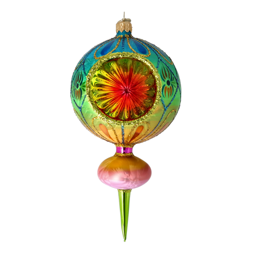 Azure Solar Mirage | Hand-Painted Glass Ornament | Blubom 2025-118