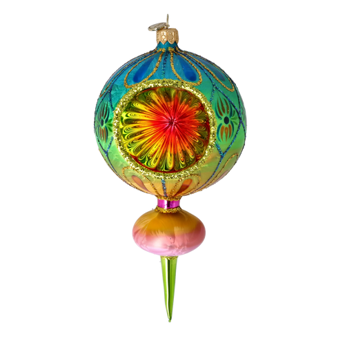 Azure Solar Mirage | Hand-Painted Glass Ornament | Blubom 2025-118