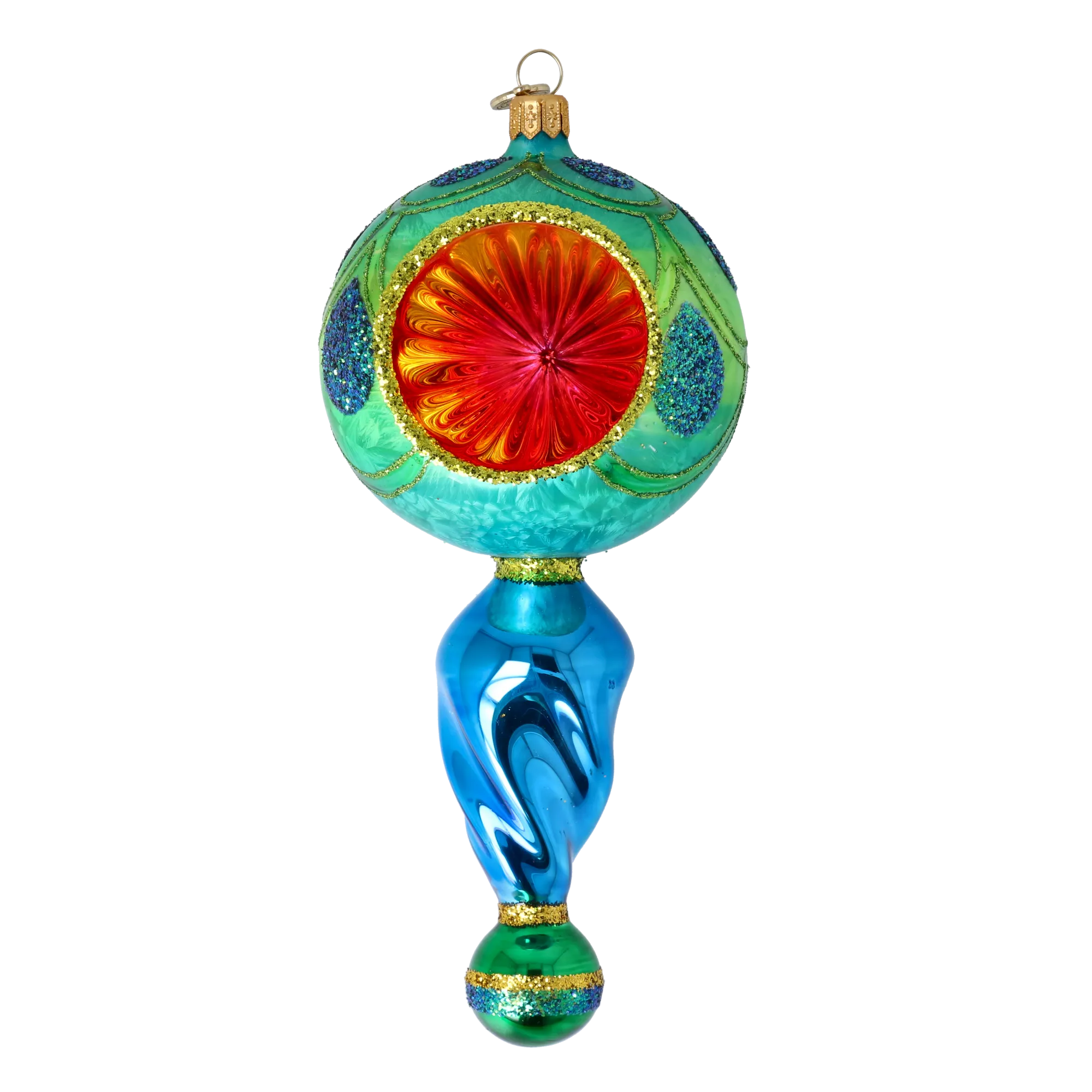 Aquamarine Solar Pulse | Hand-Painted Glass Ornament | Blubom 2025-119
