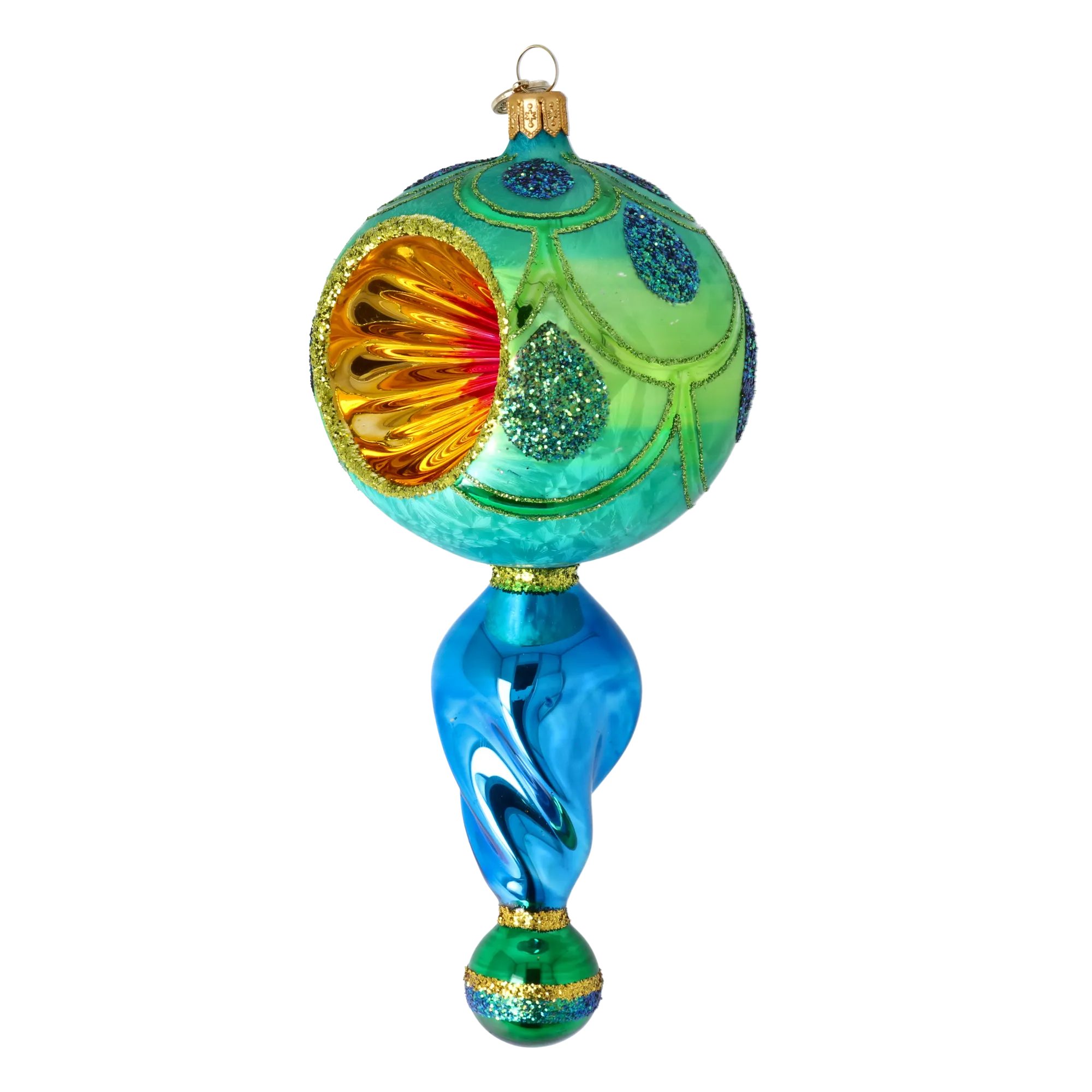 Aquamarine Solar Pulse | Hand-Painted Glass Ornament | Blubom 2025-119