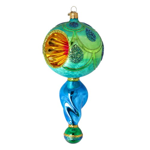 Aquamarine Solar Pulse | Hand-Painted Glass Ornament | Blubom 2025-119