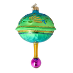 Teal Garden Nocturne | Hand-Painted Glass Ornament | Blubom 2025-120