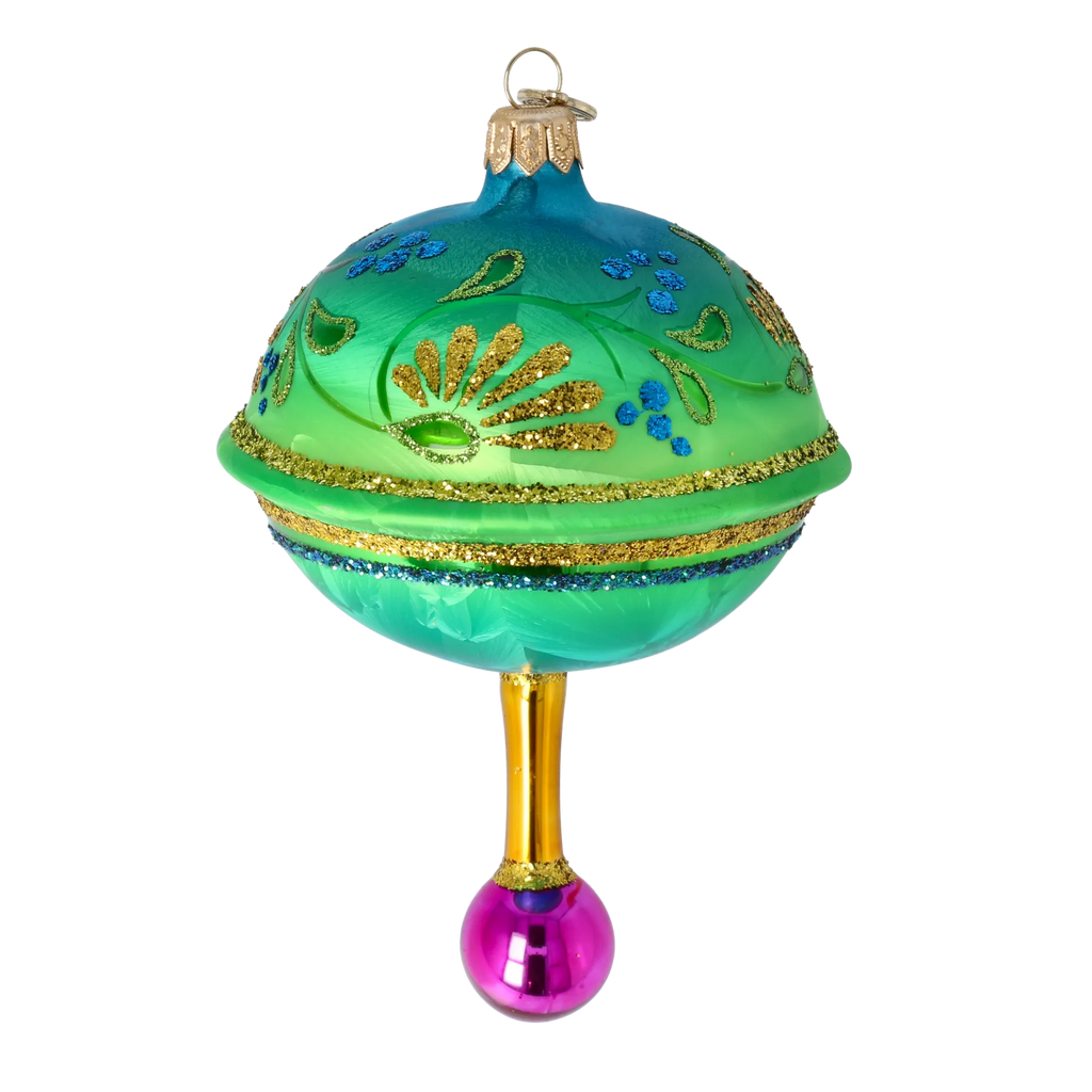 Teal Garden Nocturne | Hand-Painted Glass Ornament | Blubom 2025-120